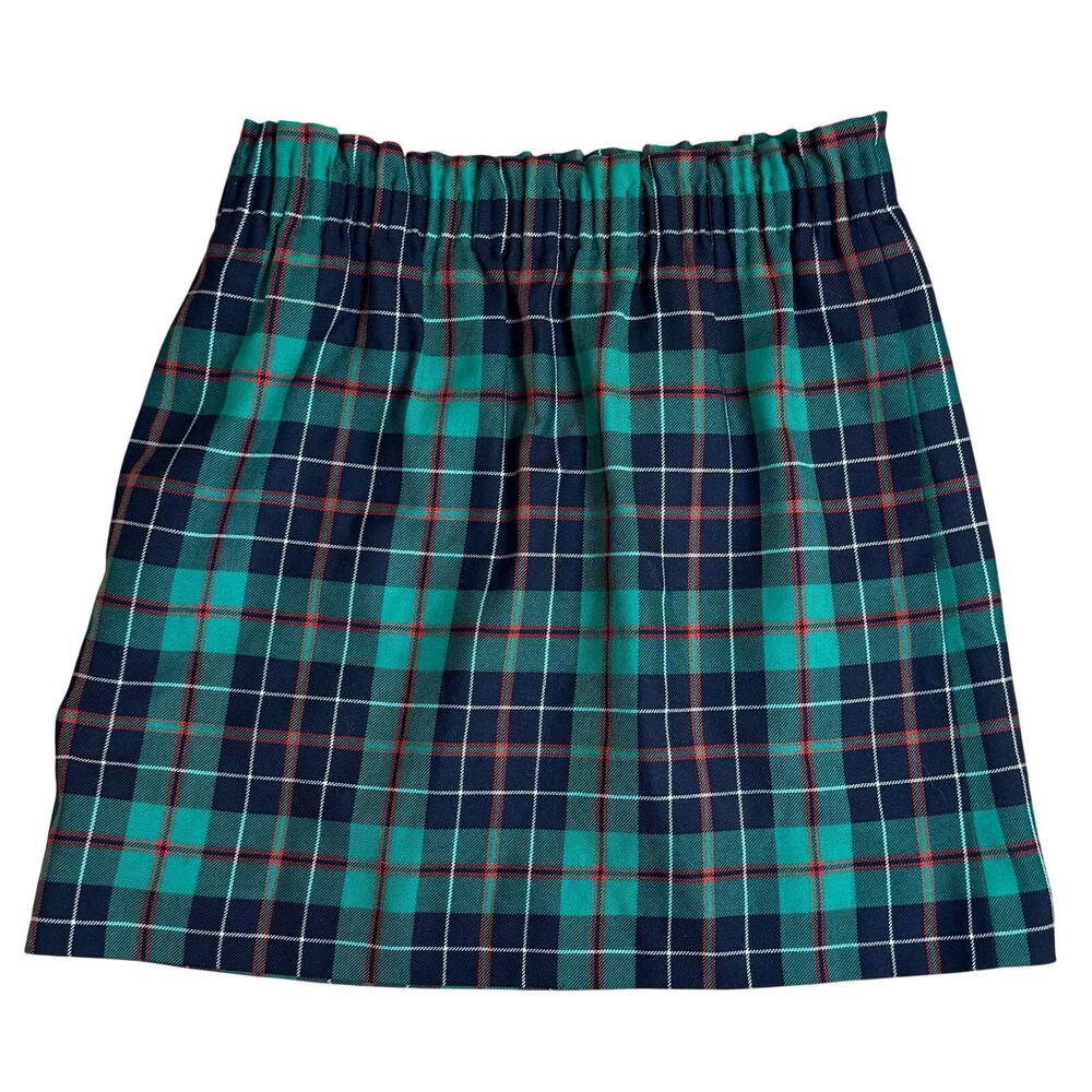 J. Crew Skirt Dublin Tartan 100% Wool Pull On Lined Plaid Green Women’s Size 0